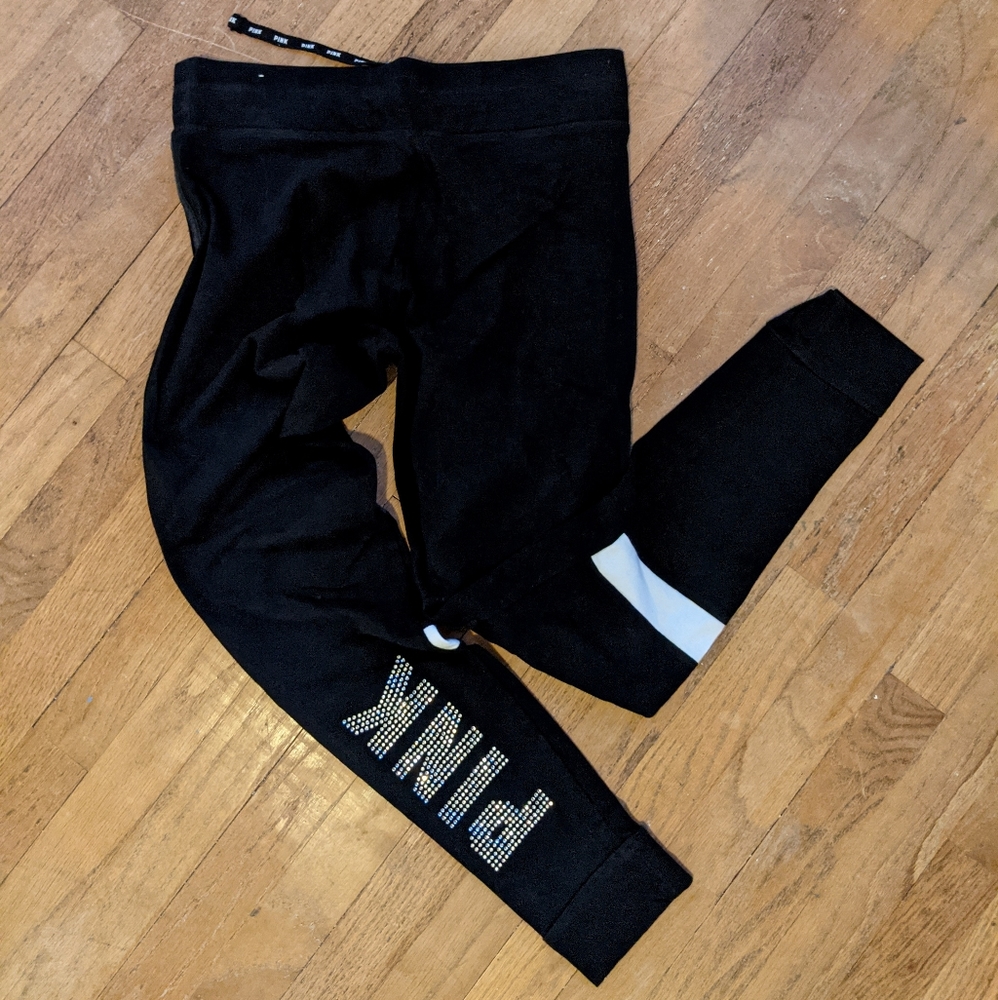 🔥PINK bling joggers leggings sz L